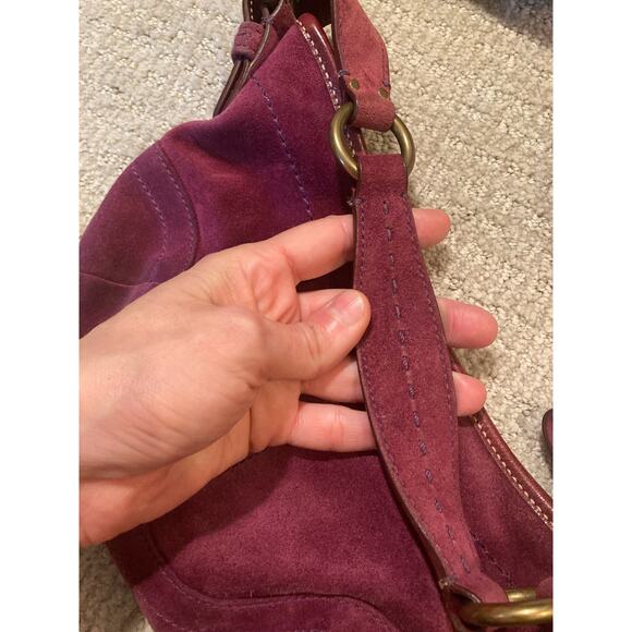 COACH Soho 9658 Hobo Bag Purple Suede Baguette Handbag Y2K Auth! Orig Owner! - Picture 10 of 12